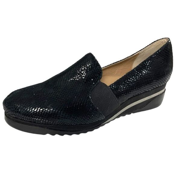 Bettye Muller Concept Women's Black Tropic Platform Wedge Leather Shoes Size 6.5 - Picture 7 of 15